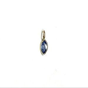 Marquise Cut Blue Sapphire Pendant Charm in solid 14k Yellow Gold